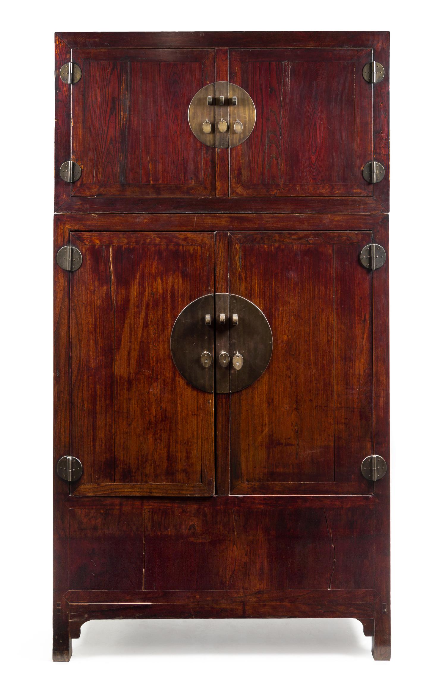 A Chinese Jumu Wood Compound Cabinet Height 84 1/2 x width 37 1/2 x depth 20 inches. — LATE 19TH CENTURY