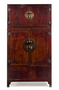 A Chinese Jumu Wood Compound Cabinet Height 84 1/2 x width 37 1/2 x depth 20 inches. — LATE 19TH CENTURY