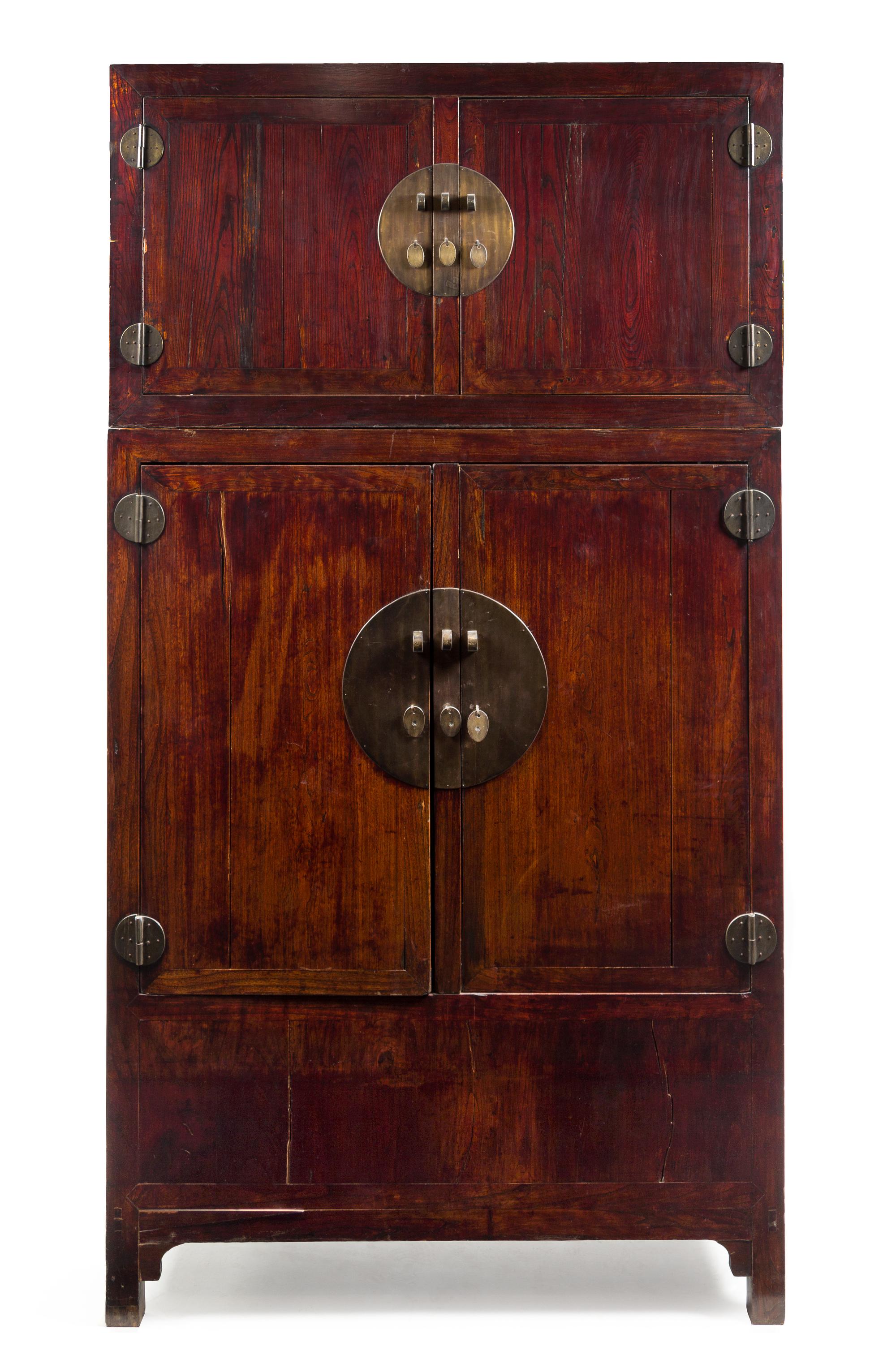 A Chinese Jumu Wood Compound Cabinet Height 84 1/2 x width 37 1/2 x depth 20 inches. — LATE 19TH CENTURY