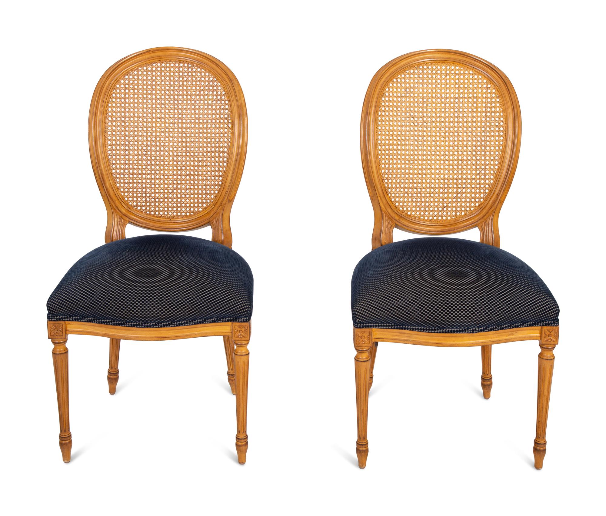 Six Louis XVI Style Fruitwood and Canework Dining Chairs — EARLY 20TH CENTURY