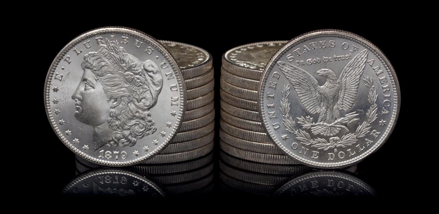 A Group of Twenty United States 1879-S Morgan Silver Dollar Coins