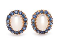Retro, Moonstone and Sapphire Earclips