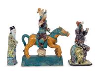 Three Chinese Glazed Porcelain Figures