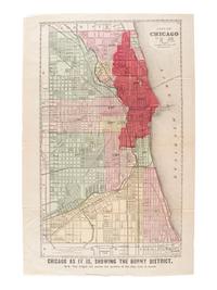 [MAPS & ATLASES - CHICAGO FIRE]. WATSON, Gaylord (1833-1896). Chicago as it is, Showing the Burnt District. Chicago: Gaylord & Watson, 1871. [ With :] CRONAN, Jeremiah. Lines Written on the Most Dreadful Fire. Dublin, Ireland, 1871.