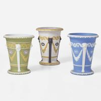 Three Wedgwood Jasperware Monopod Vases UK, 19th century