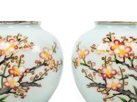 Eight Japanese Cream Ground Cloissoné Enamel Vessels