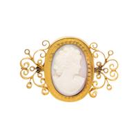 YELLOW GOLD AND CAMEO BROOCH