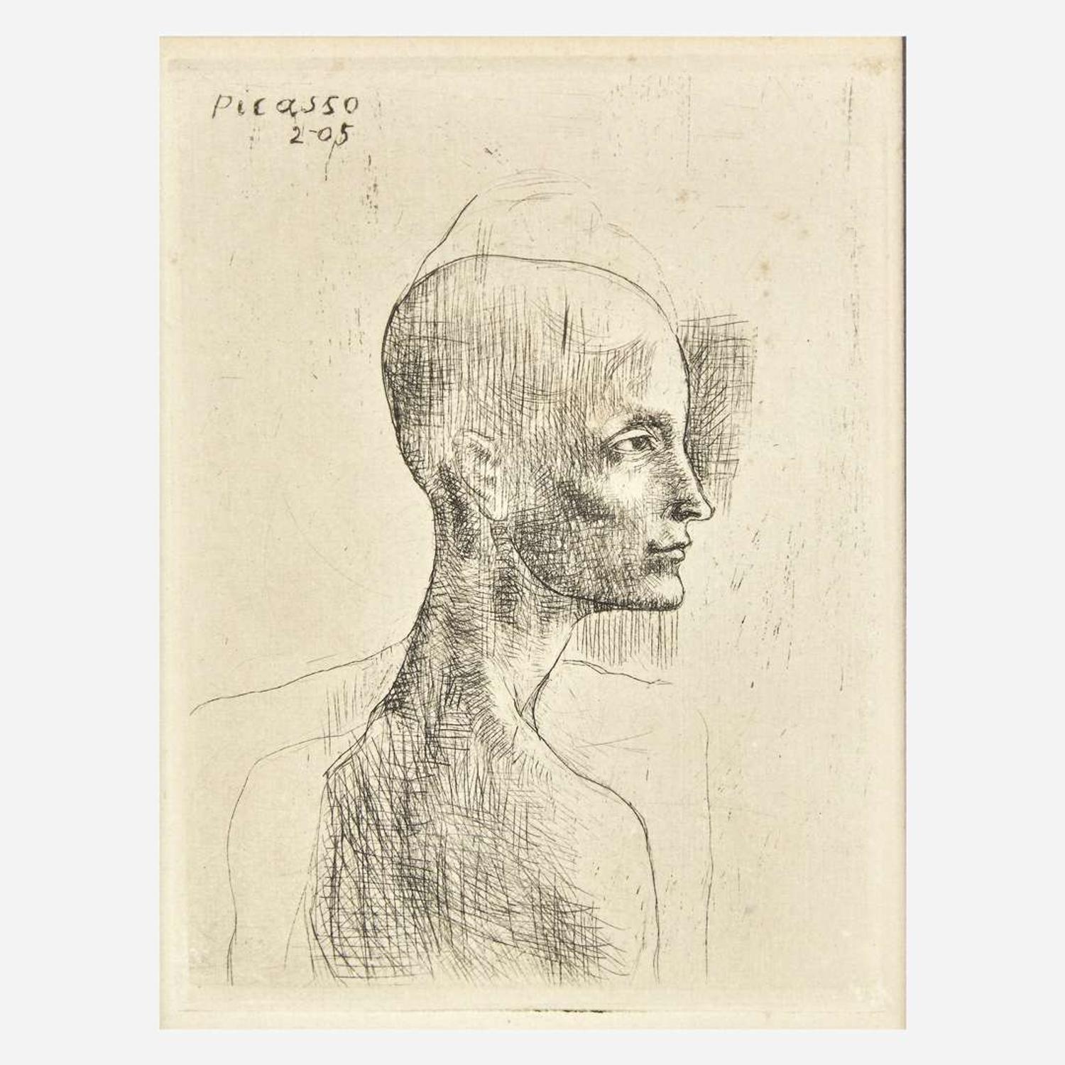 Pablo Picasso (Spanish, 1881-1973) Buste d'Homme (Plate IV from La Suite des Saltimbanques)