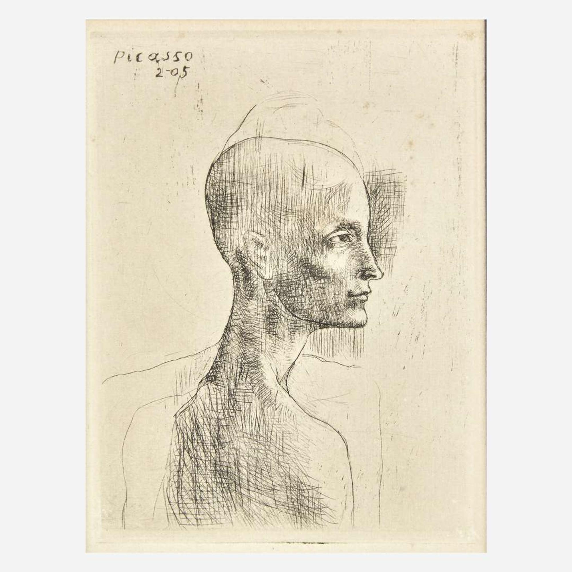 Pablo Picasso (Spanish, 1881-1973) Buste d'Homme (Plate IV from La Suite des Saltimbanques)