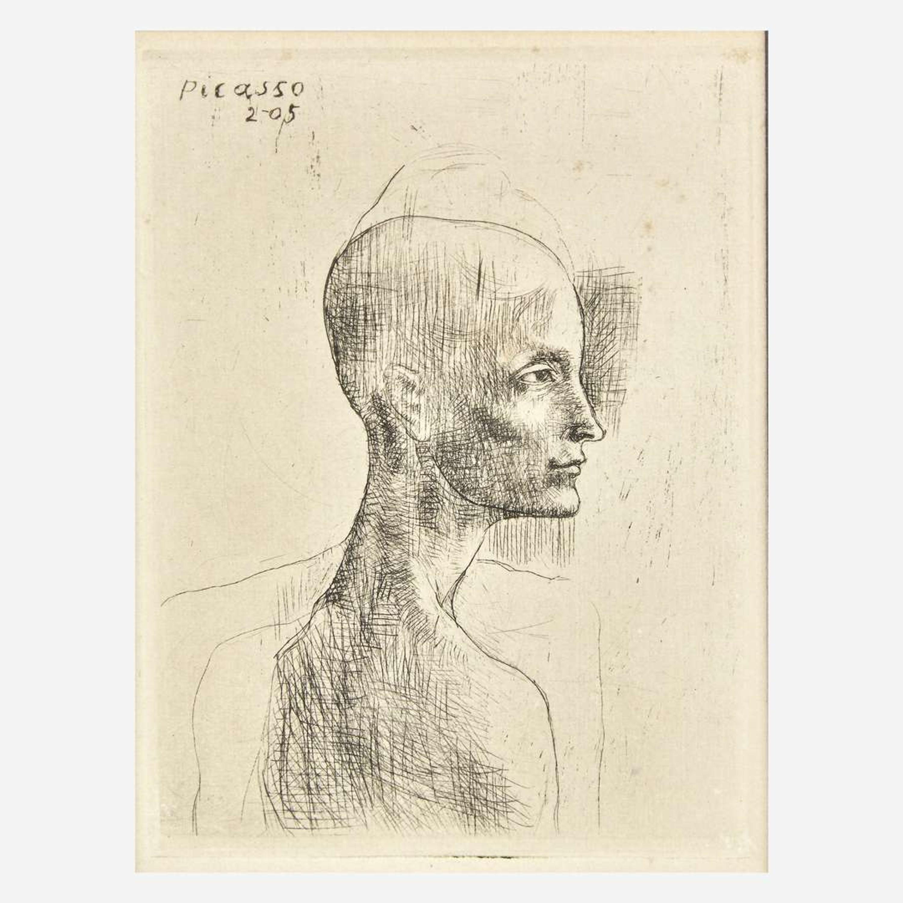 Pablo Picasso (Spanish, 1881-1973) Buste d'Homme (Plate IV from La Suite des Saltimbanques)