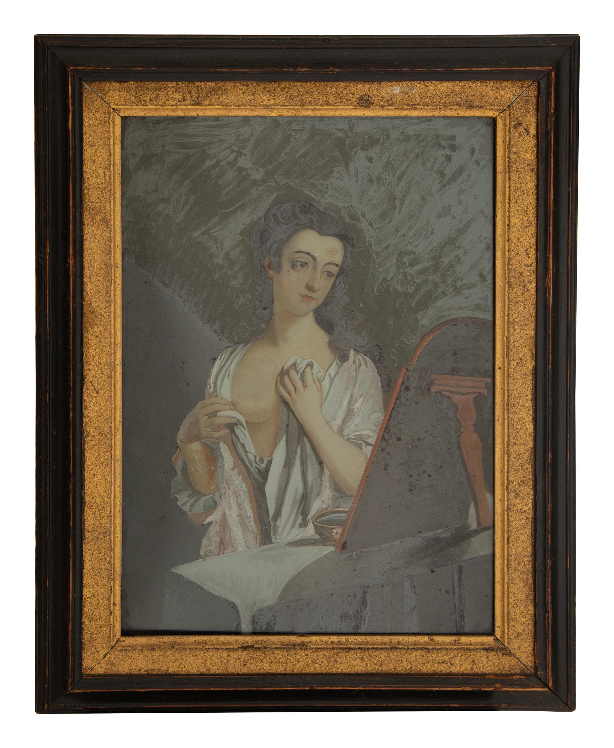 A Continental Reverse Painting on Glass