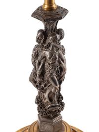 A Pair of Continental Gilt Bronze and Pewter Candlesticks