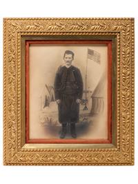 [CIVIL WAR]. Charcoal portrait of a 140th New York Volunteer Infantry soldier.