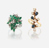 Two gold and gem-set rings