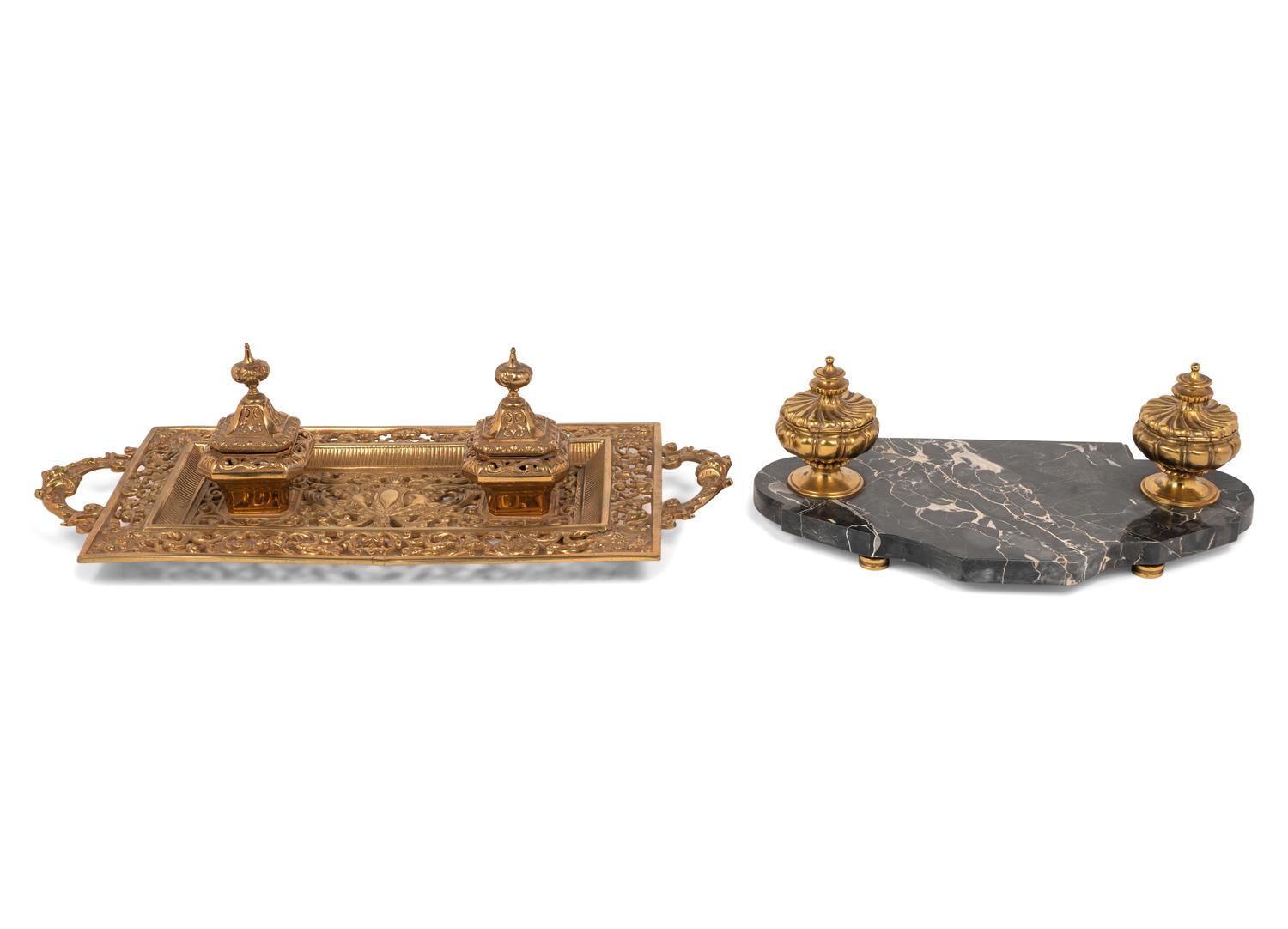 Two French Gilt Bronze Encriers
