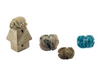 Four Egyptian Faience and Stone Scarabs