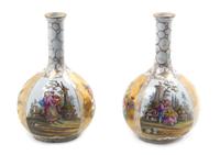 A Pair of Dresden Porcelain Vases, Height 10 1/8 inches.
