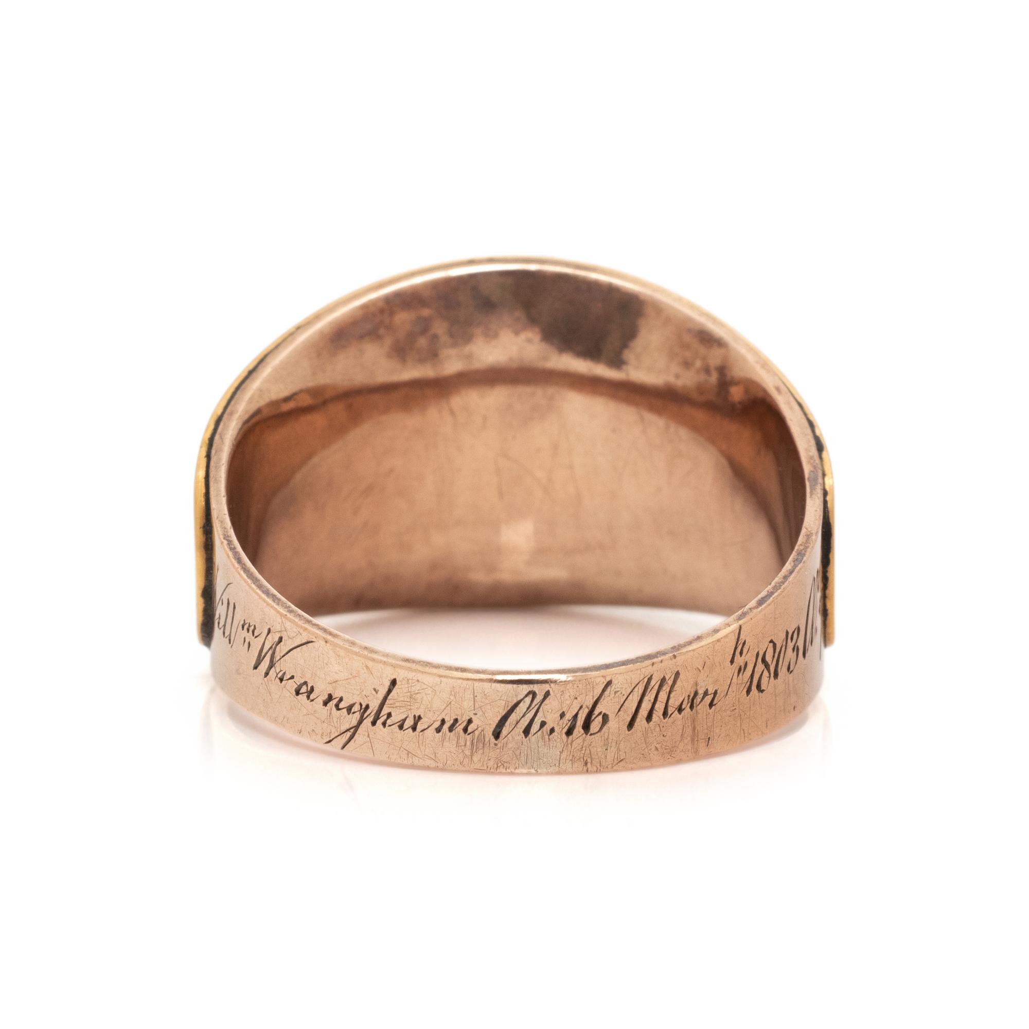 GEORGIAN, GARNET, ENAMEL, AND DIAMOND RING