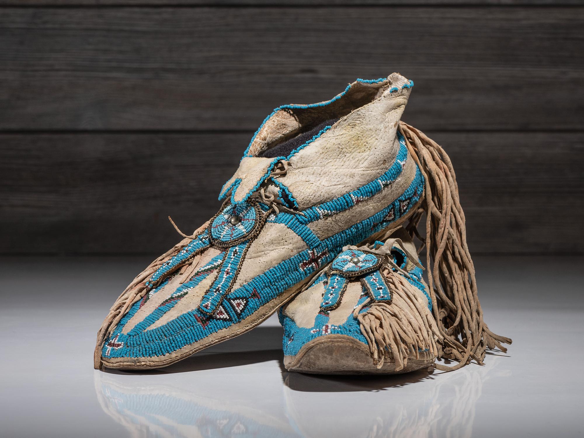 Arapaho Beaded Hide Moccasins