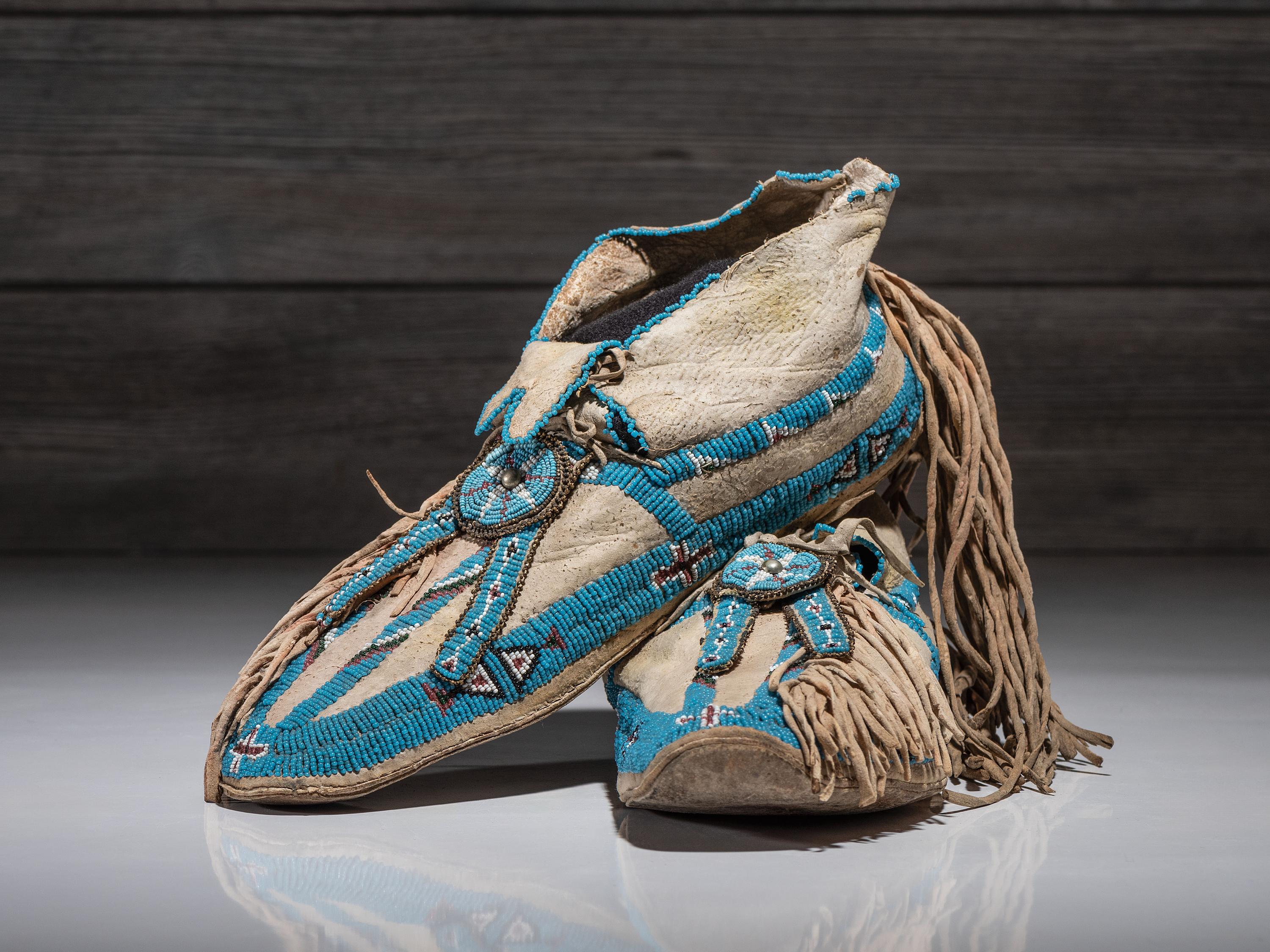 Arapaho Beaded Hide Moccasins