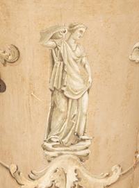 A Pair of Italian Neoclassical Painted Pedestal Cabinets with Faux Marble Painted Tops