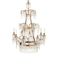 A Swedish Neoclassical Gilt Bronze and Cut-Glass Eight-Light Chandelier