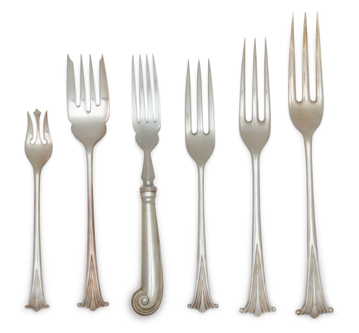 An English Silver Flatware Service, Various Makers, Wallace Sterling Company and CJ Vander Onslow pattern, comprising: 12 steak knives
