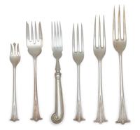 An English Silver Flatware Service, Various Makers, Wallace Sterling Company and CJ Vander Onslow pattern, comprising: 12 steak knives