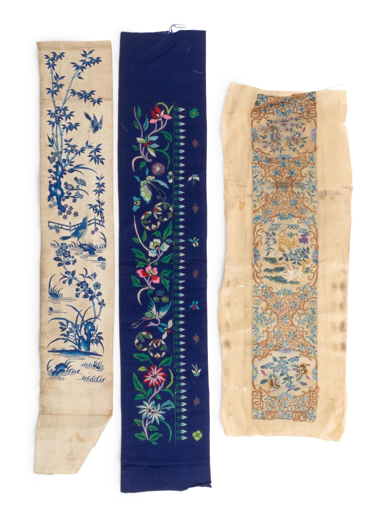 Three Chinese Embroidered Silk Panels
