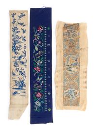 Three Chinese Embroidered Silk Panels