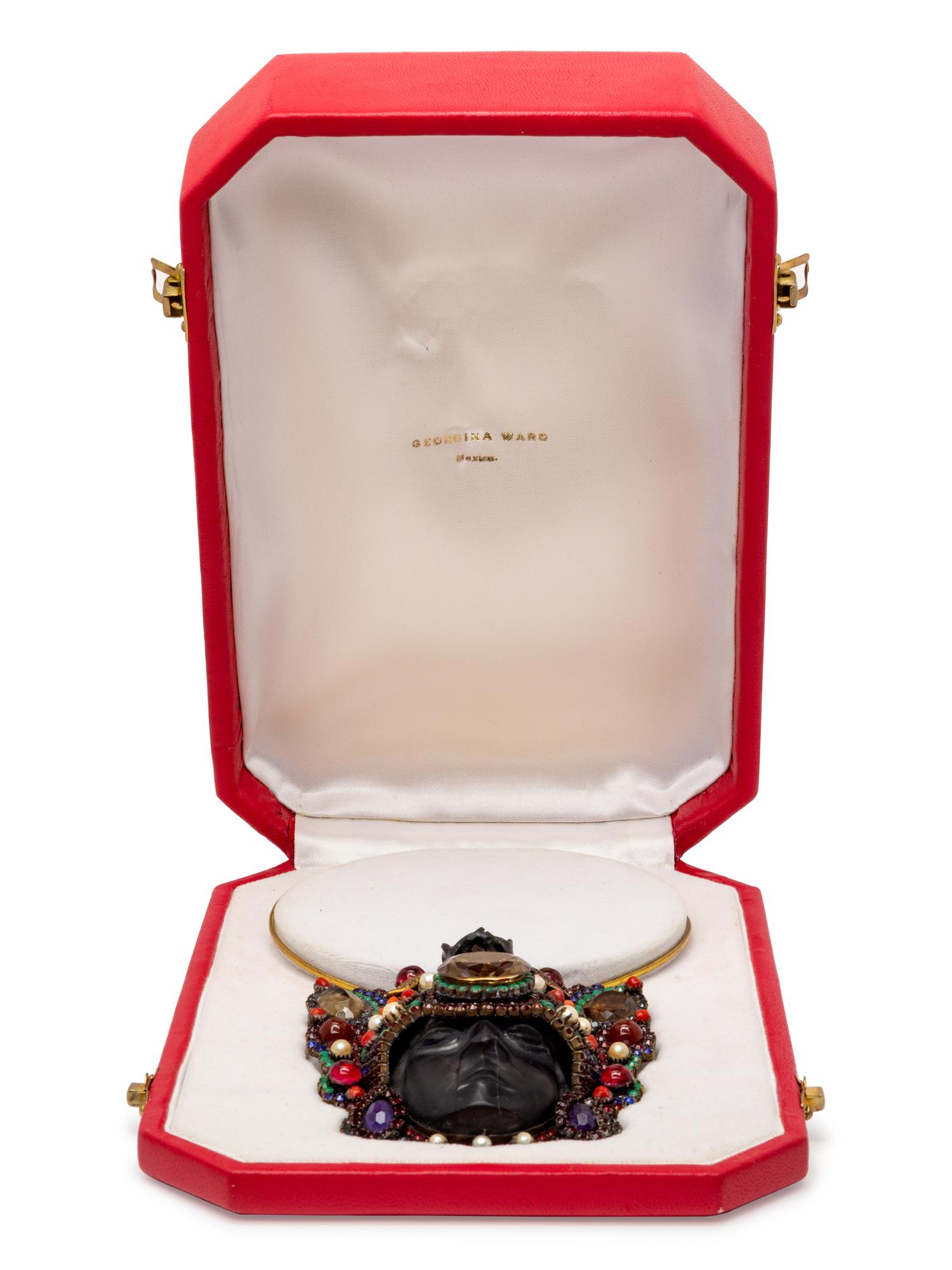 A Bronze, Multigem and Rhinestone Warrior Pendant/Necklace, Georgina Ward,