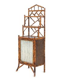 An English Bamboo and Lacquer Étagère Cabinet