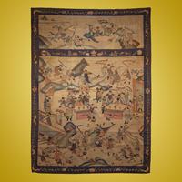 A Large Chinese Kesi Silk 'Battle Scene' Panel, Late Qing Dynasty — 清晚期 緙絲刀馬人物圖大挂賬