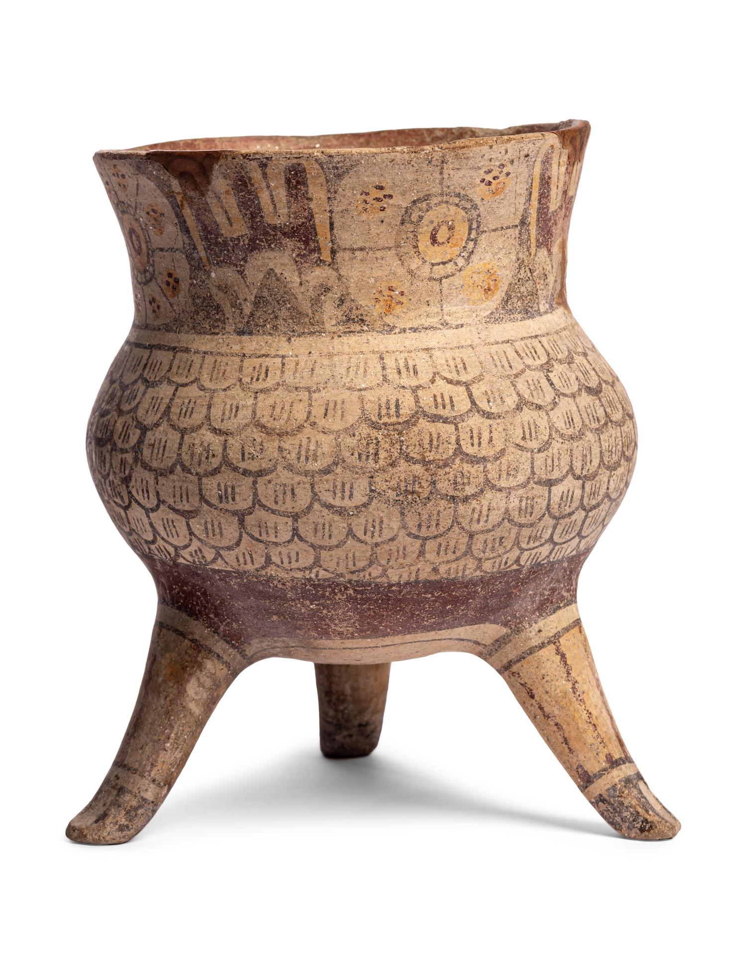 A Mixtec Polychrome Tripod Vessel