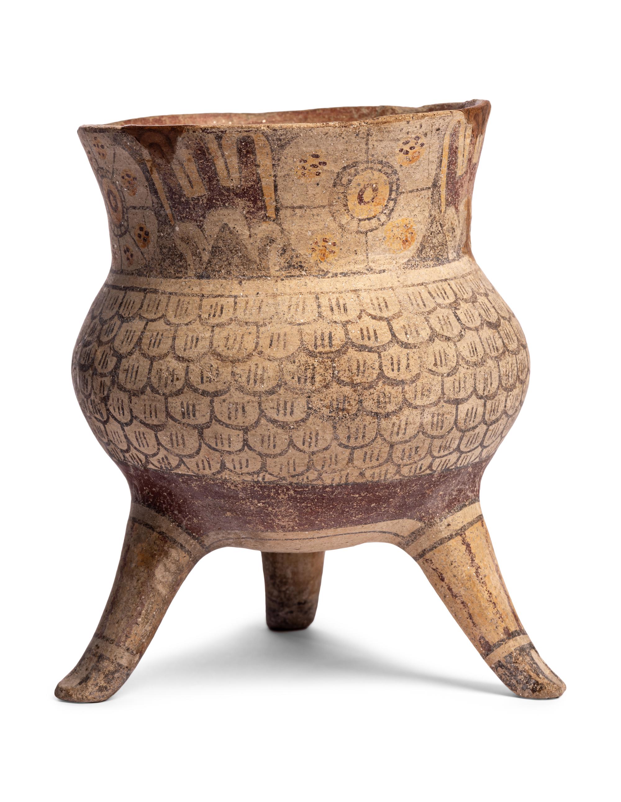 A Mixtec Polychrome Tripod Vessel