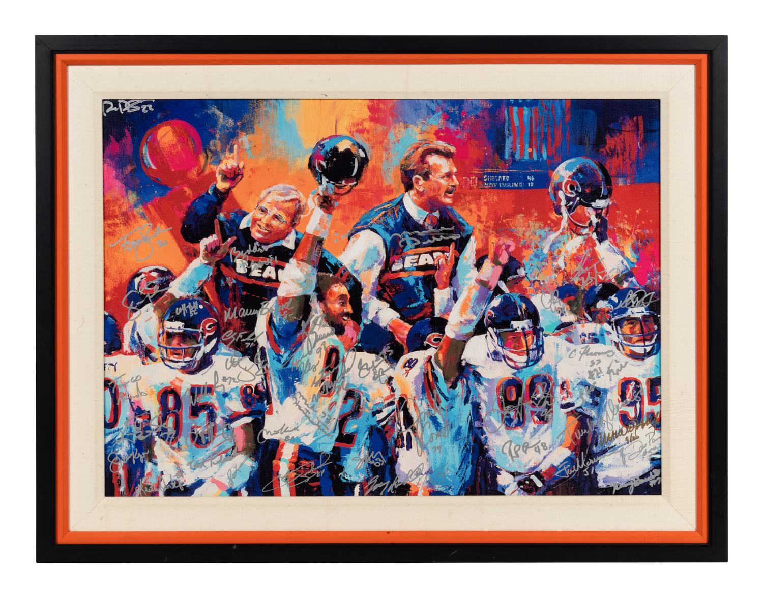 A Malcolm Farley Chicago Bears Super Bowl XX Winners Signed Autograph Print Formerly Displayed at Mike Ditka's Restaurant