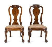 A Pair of George II Burlwood Side Chairs