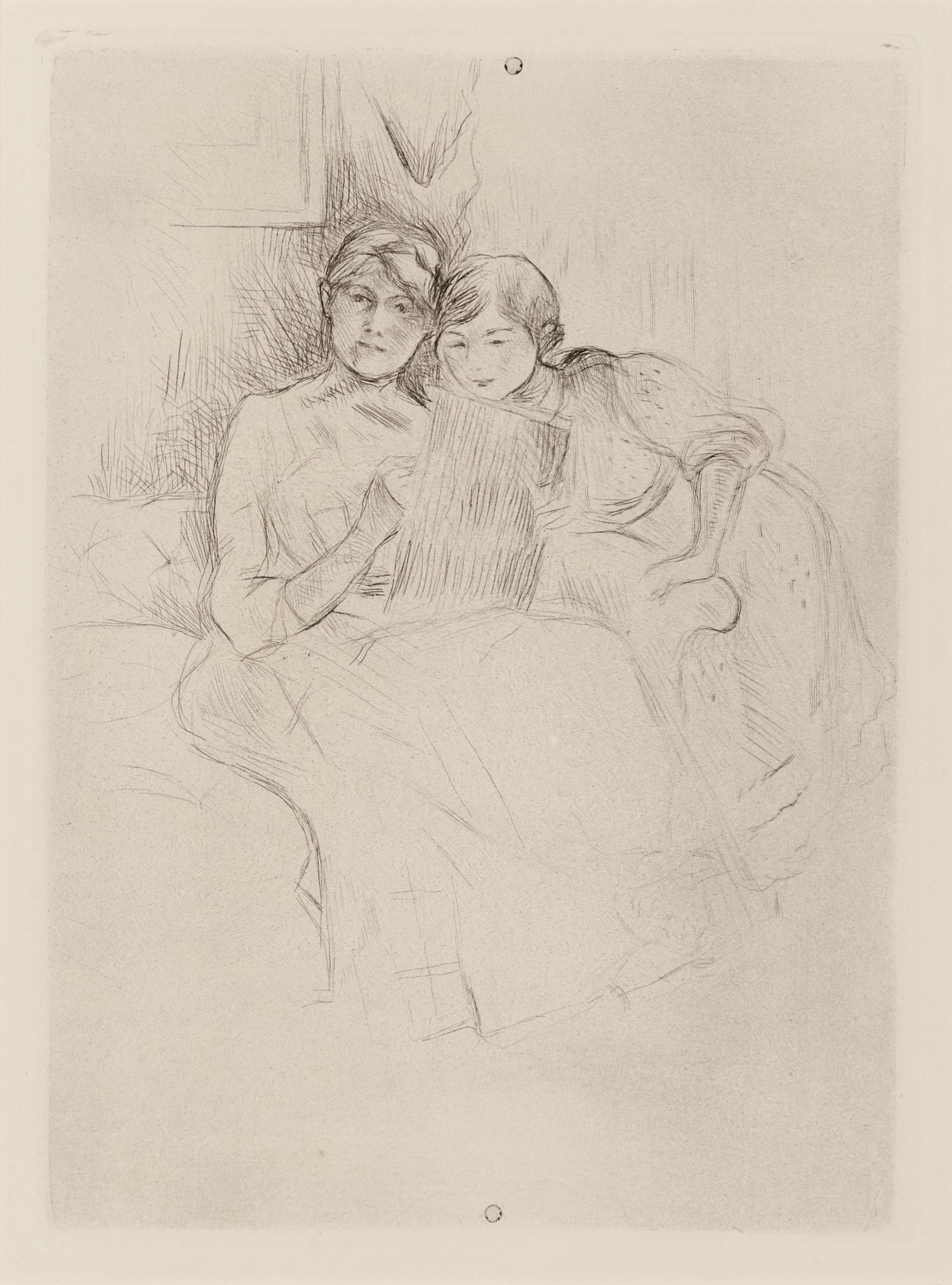 Berthe Morisot dessinant, avec sa fille