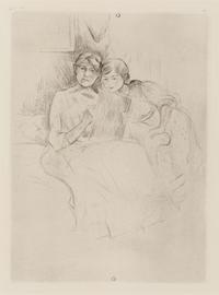 Berthe Morisot dessinant, avec sa fille