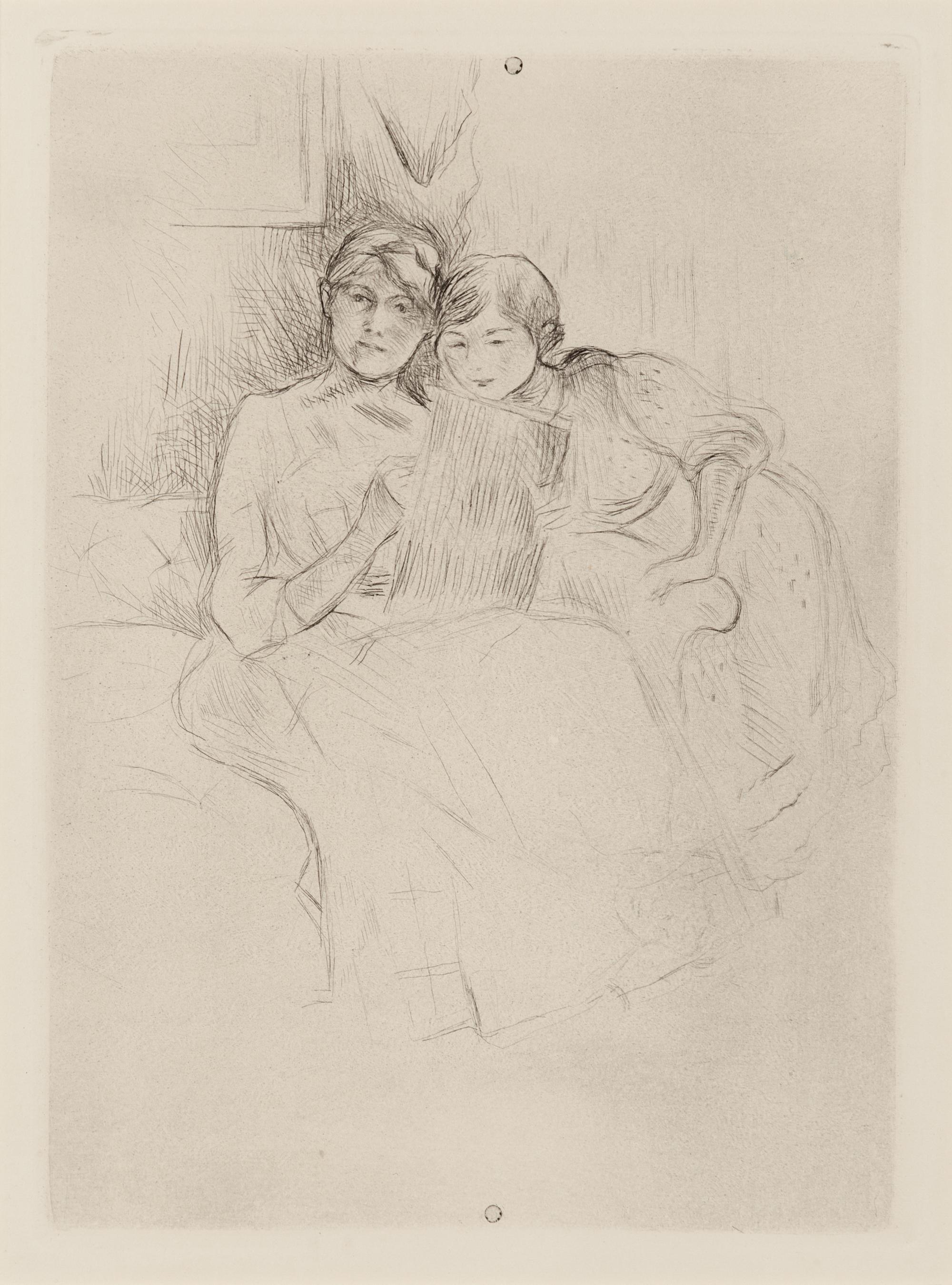 Berthe Morisot dessinant, avec sa fille