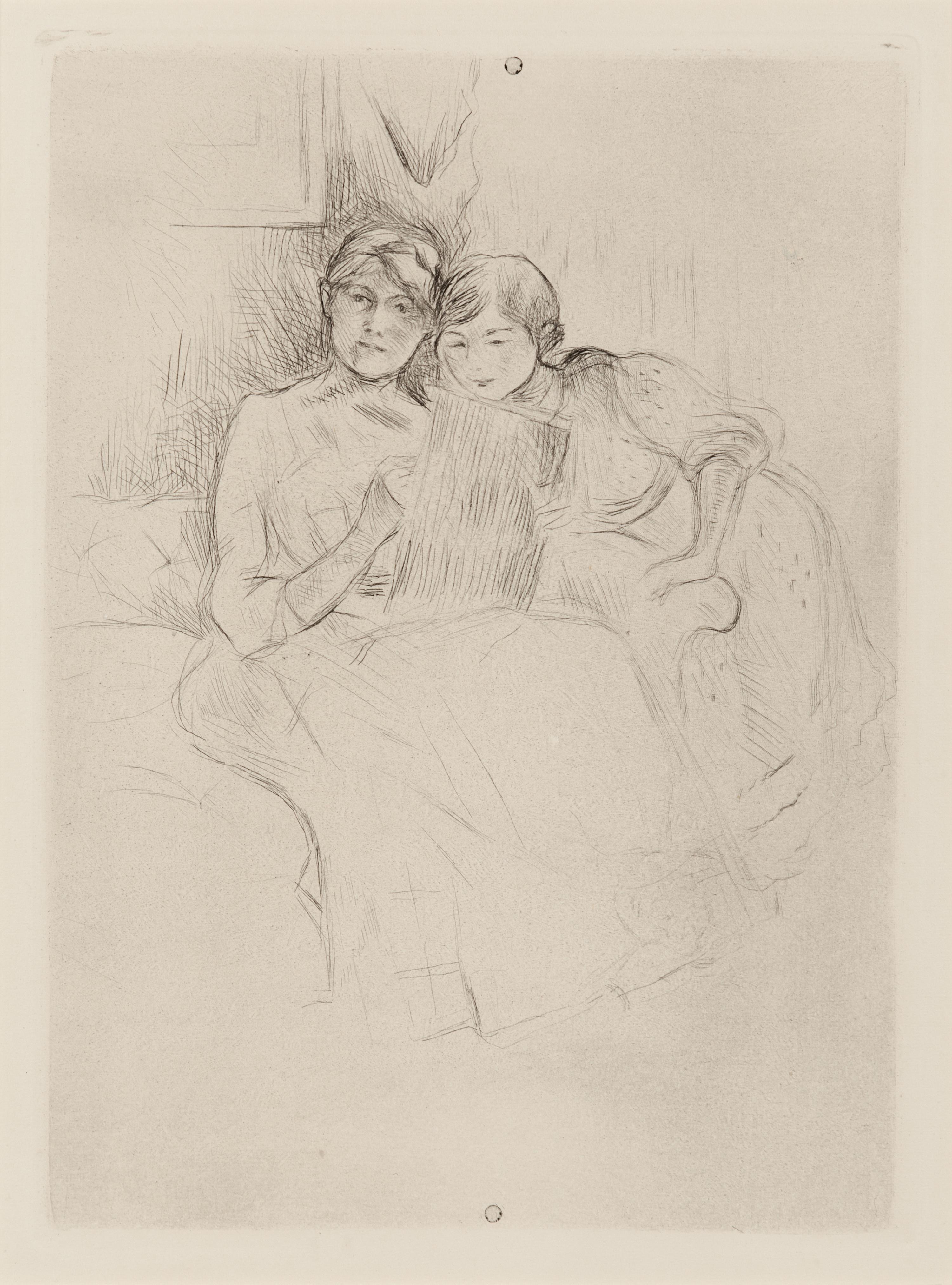 Berthe Morisot dessinant, avec sa fille