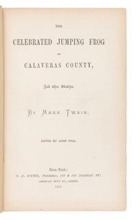 CLEMENS, Samuel L. ("Mark Twain") (1835-1910). The Celebrated Jumping Frog of Calaveras County . New York: C.H. Webb, 1867.
