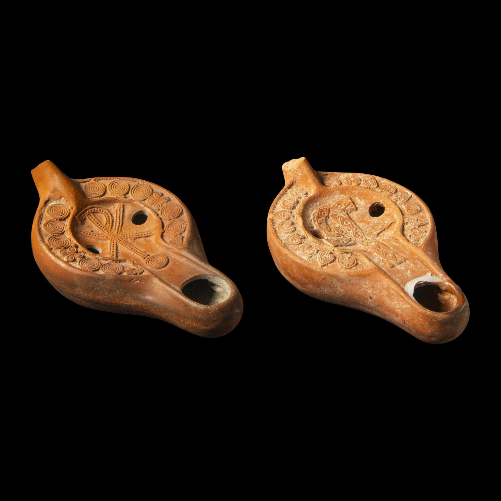 Two Roman Terracotta Oil Lamps