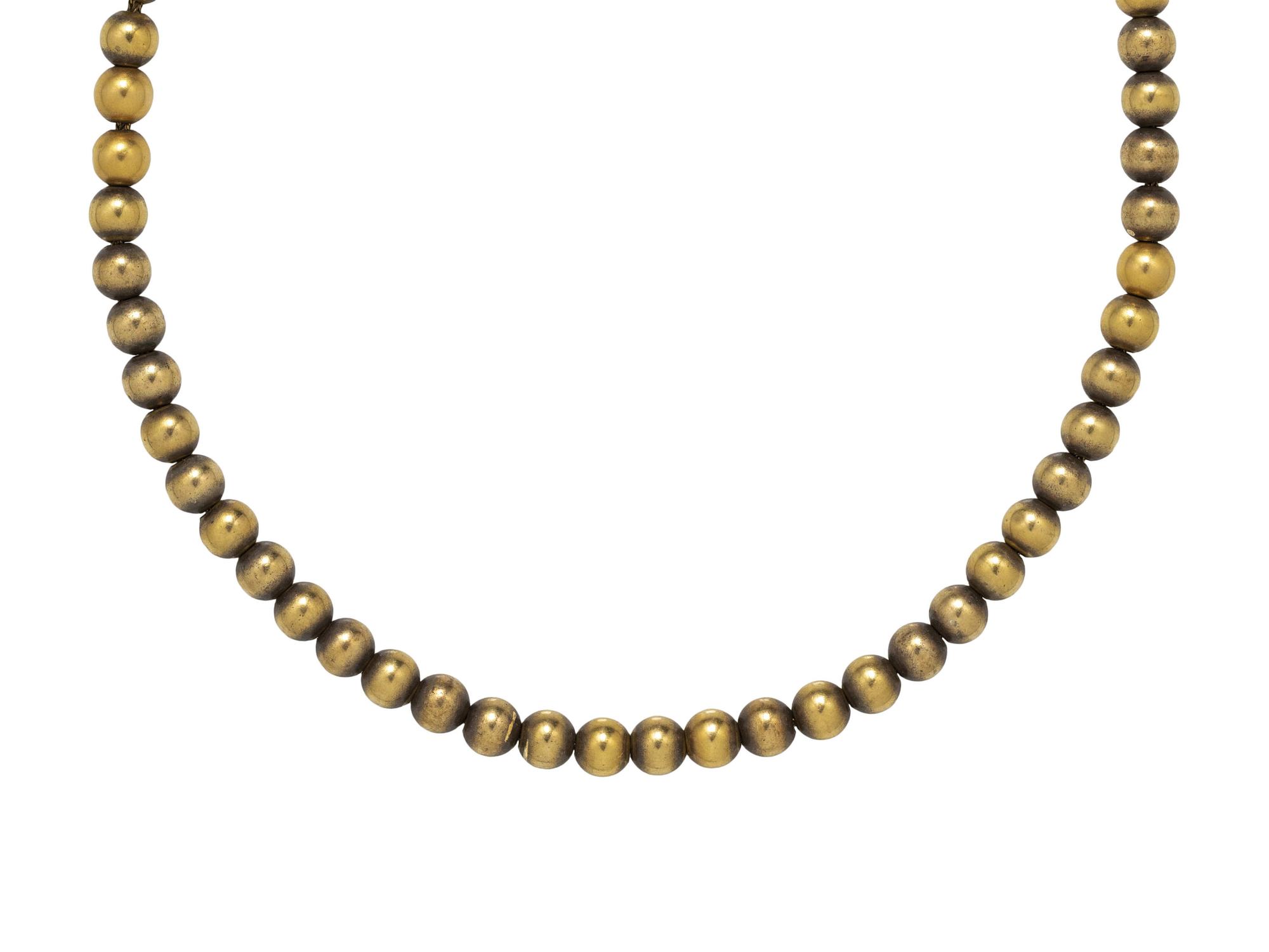 ANTIQUE, YELLOW GOLD BEAD NECKLACE