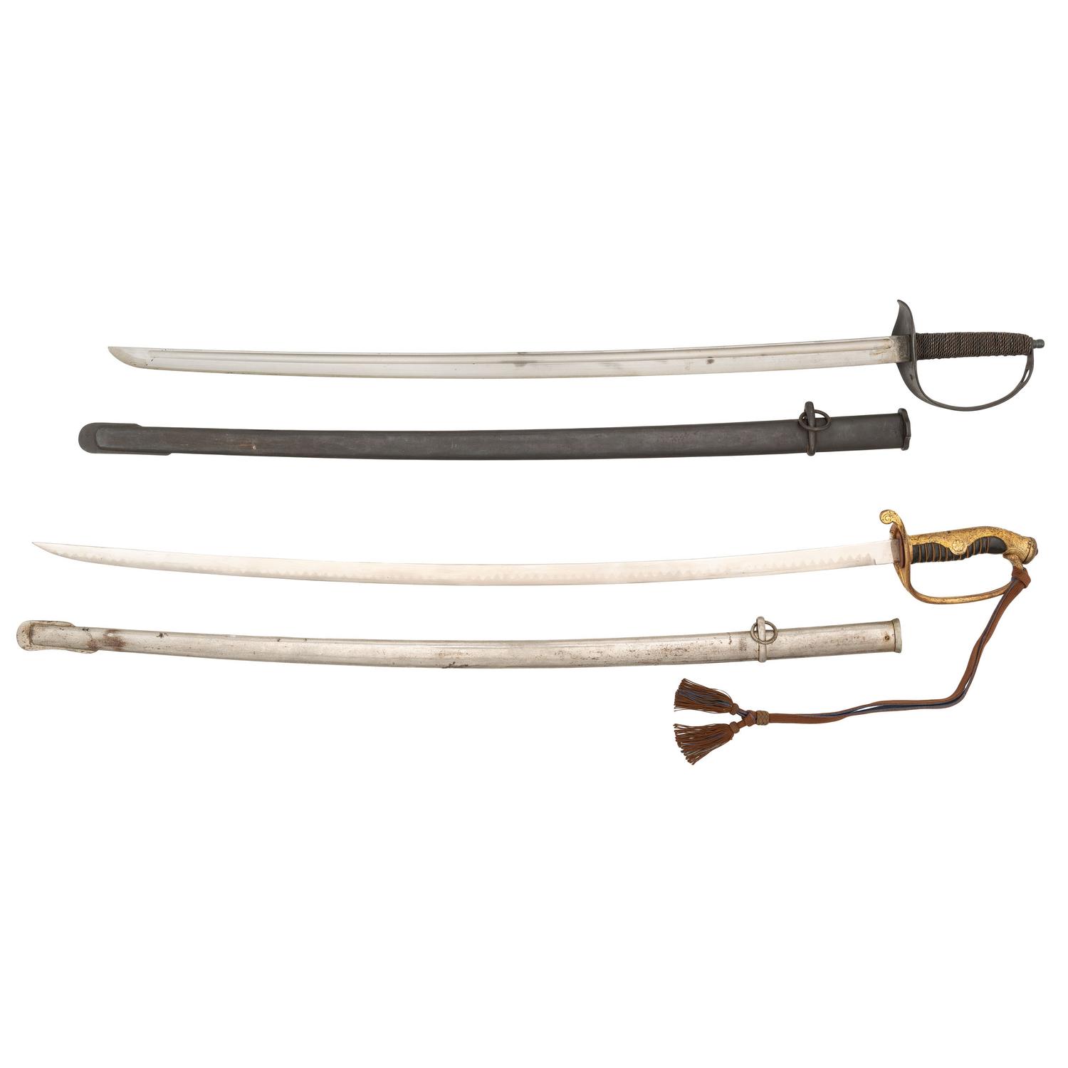 Type 19 Company Grade Kyu-Gunto Dress Sword with Knot, and Type 32 Army Sword with Reconstructed Hilt