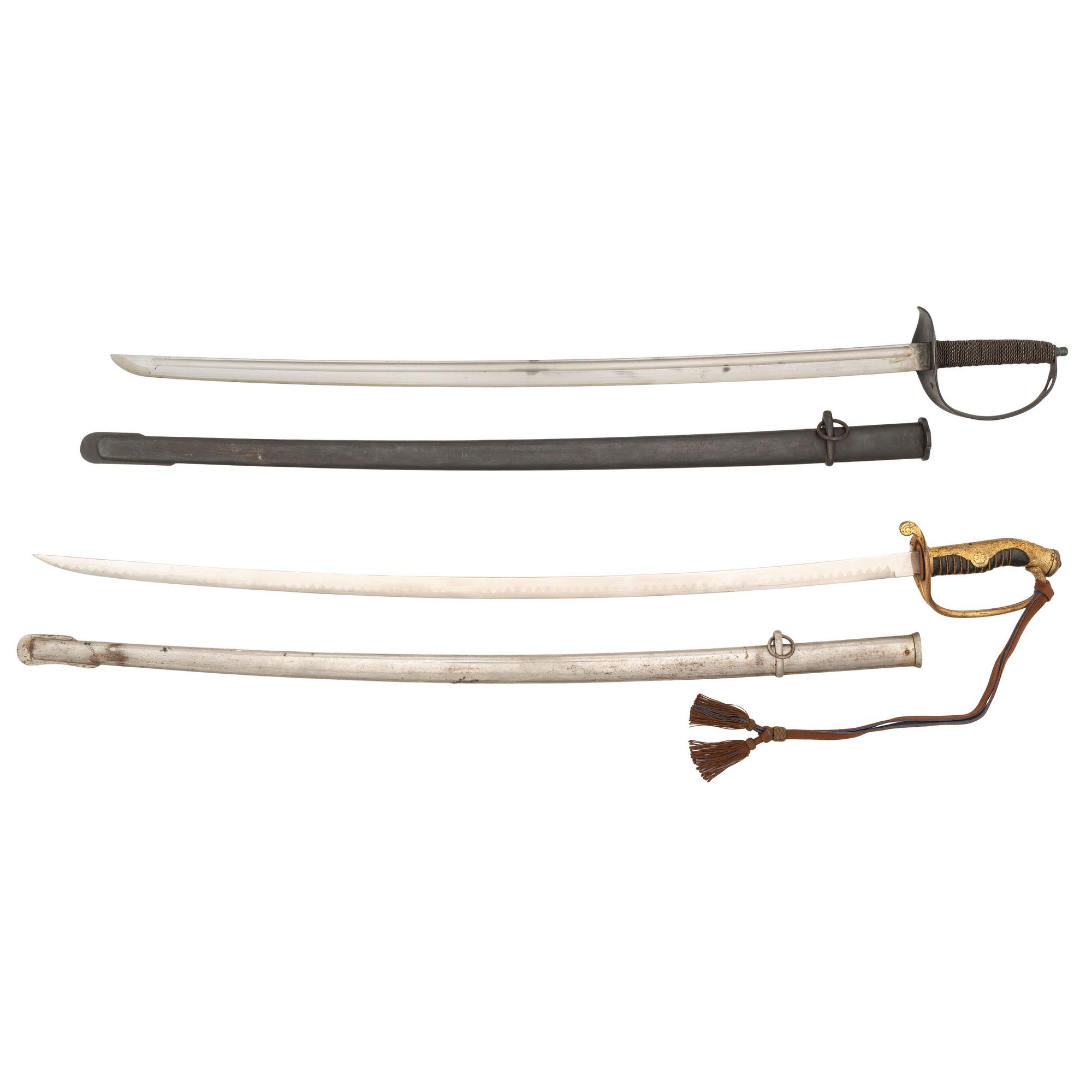 Type 19 Company Grade Kyu-Gunto Dress Sword with Knot, and Type 32 Army Sword with Reconstructed Hilt