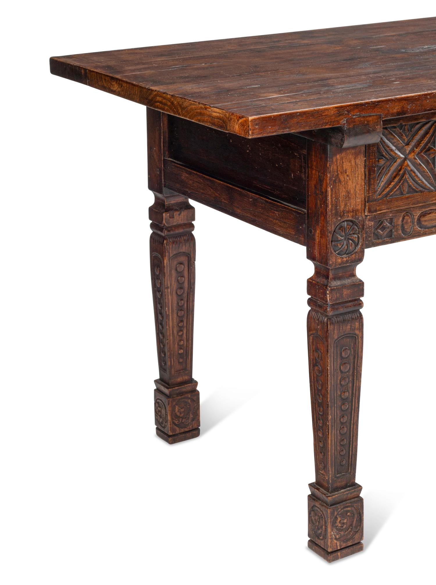 A Spanish Renaissance Style Two-Drawer Table