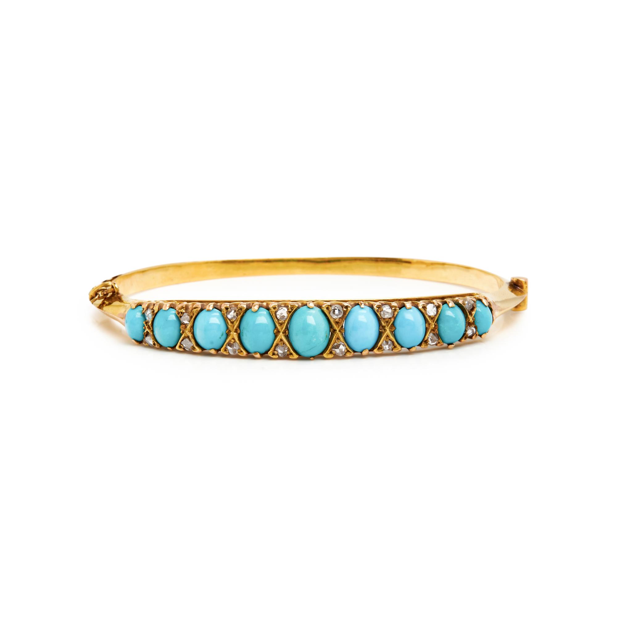 VICTORIAN, COLLECTION OF TURQUOISE AND DIAMOND BANGLE BRACELETS