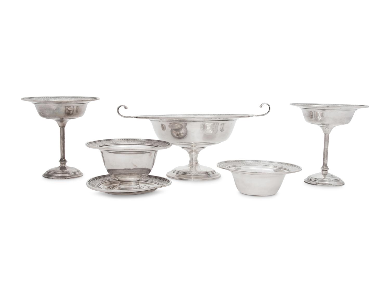 Five American Silver Serving Articles