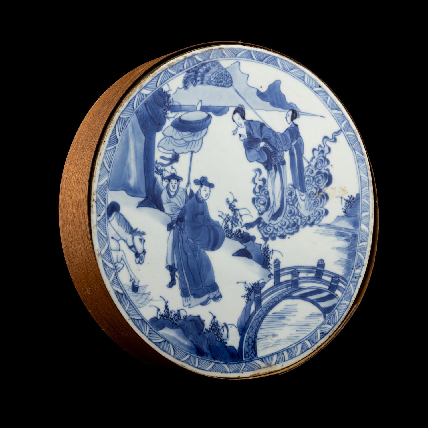 A Chinese Blue and White Porcelain Circular Plaque